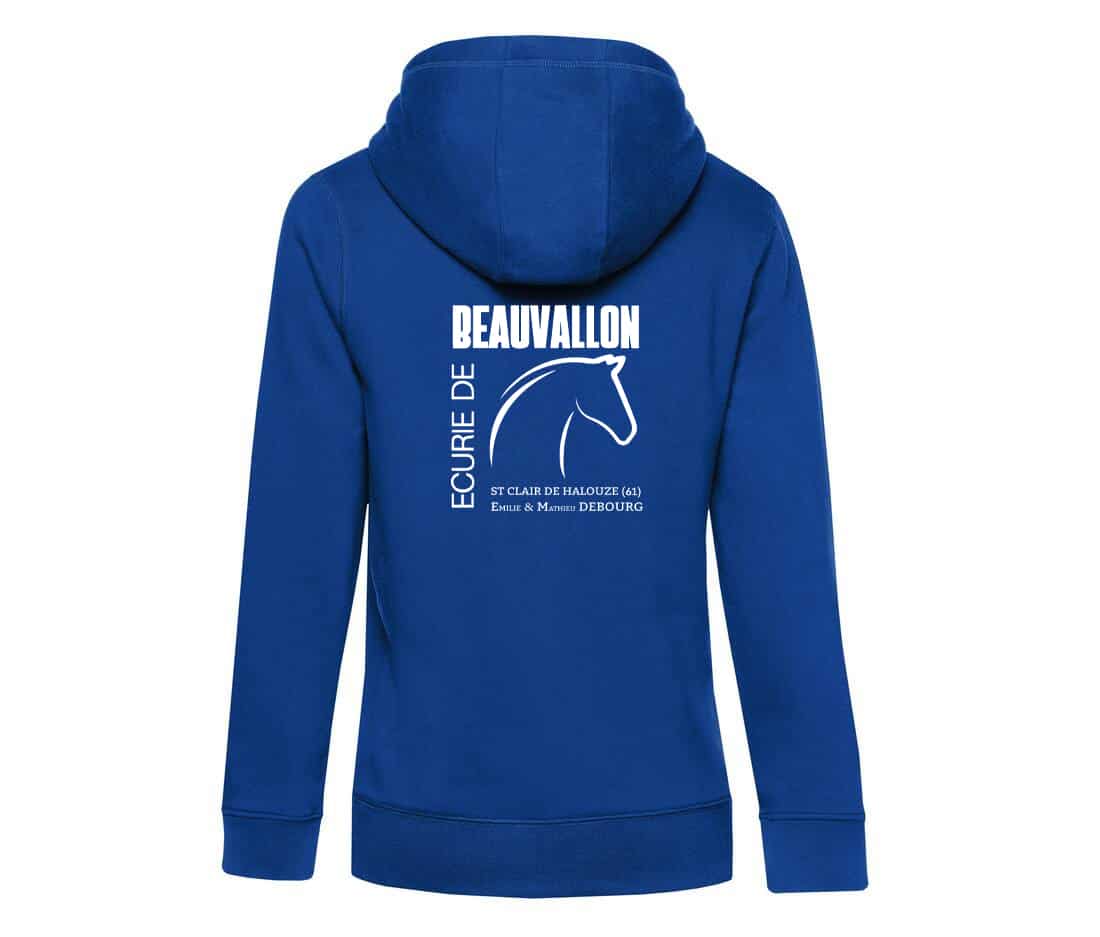 SWEAT A CAPUCHE (femme) – Ecurie de Beauvallon - Bleu Roi - BCW34B – Image 3