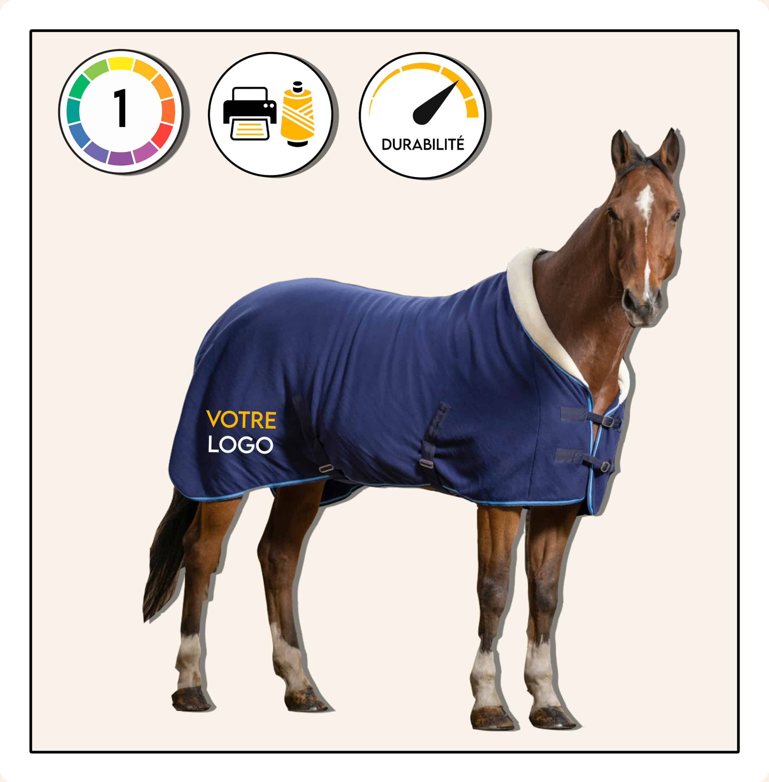 Chemise pour cheval double polaire Tattini - bleu - 175 cm