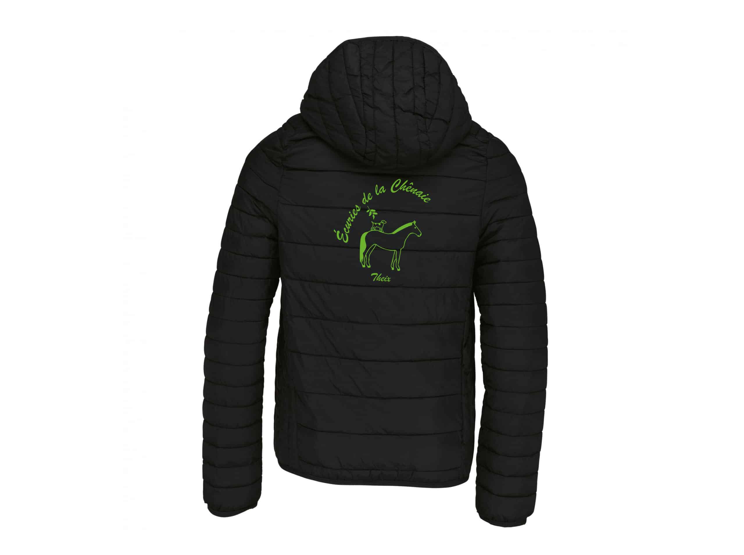 DOUDOUNE AVEC MANCHES ET CAPUCHE (enfant) - Les écuries de la Chênaie - Noir - K6112 – Image 3