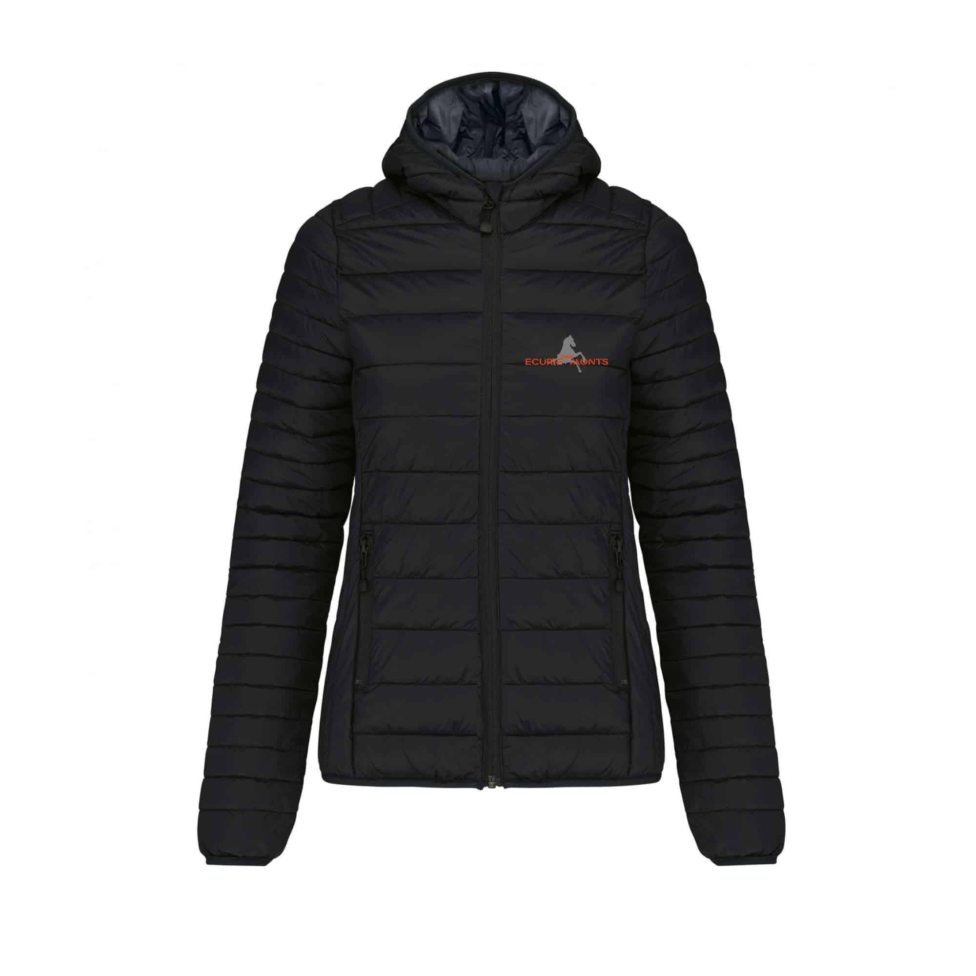 DOUDOUNE AVEC MANCHES ET CAPUCHE (femme) - Ecurie des Monts - Noir - K6111