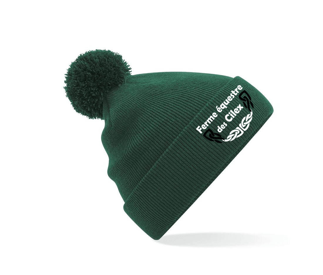 BONNET AVEC POMPOM - Ferme equestre des cilex – Vert foret - BF426