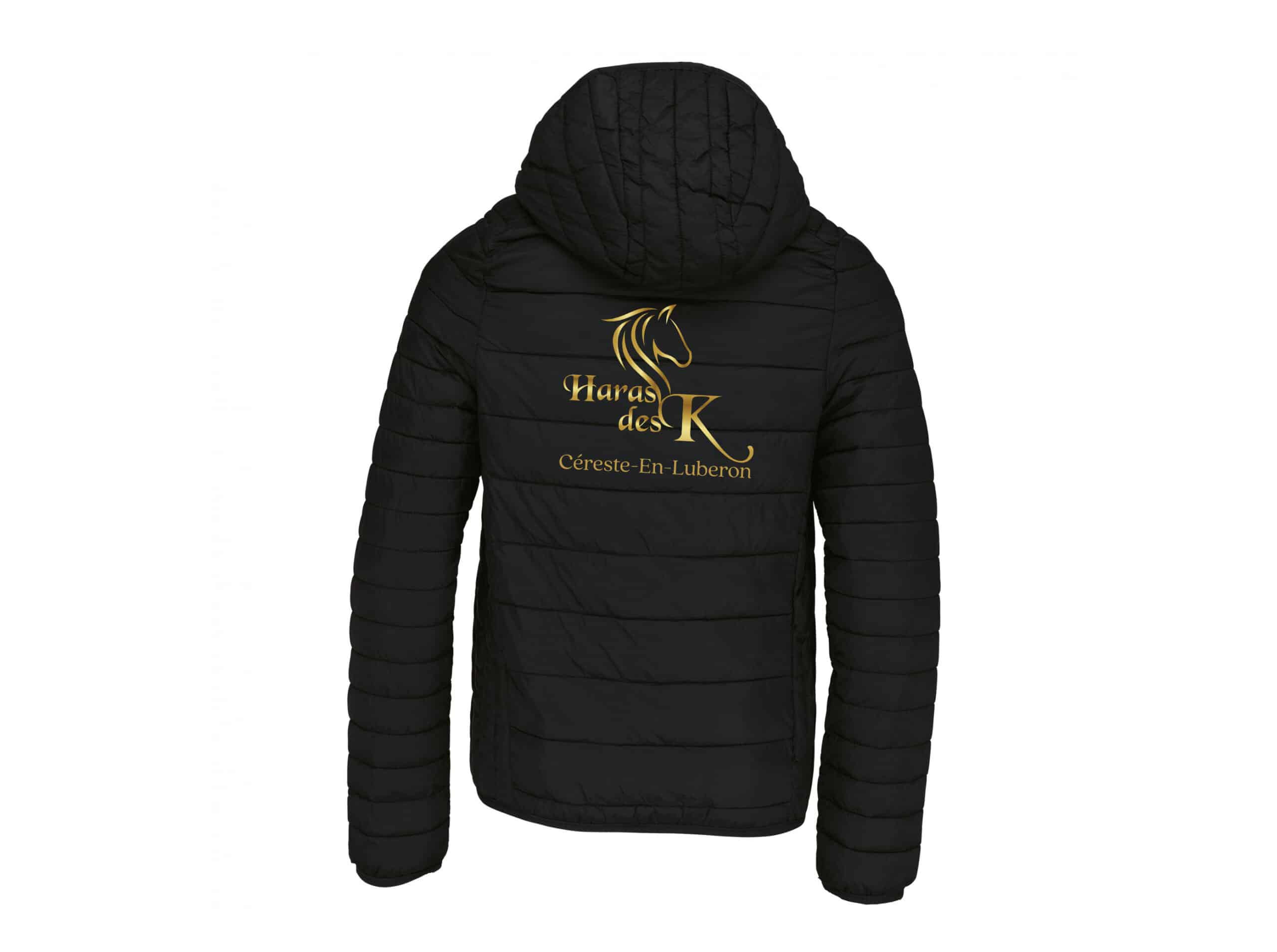 DOUDOUNE AVEC MANCHES ET CAPUCHE (enfant) - Haras des k - Noir - K6112 – Image 3