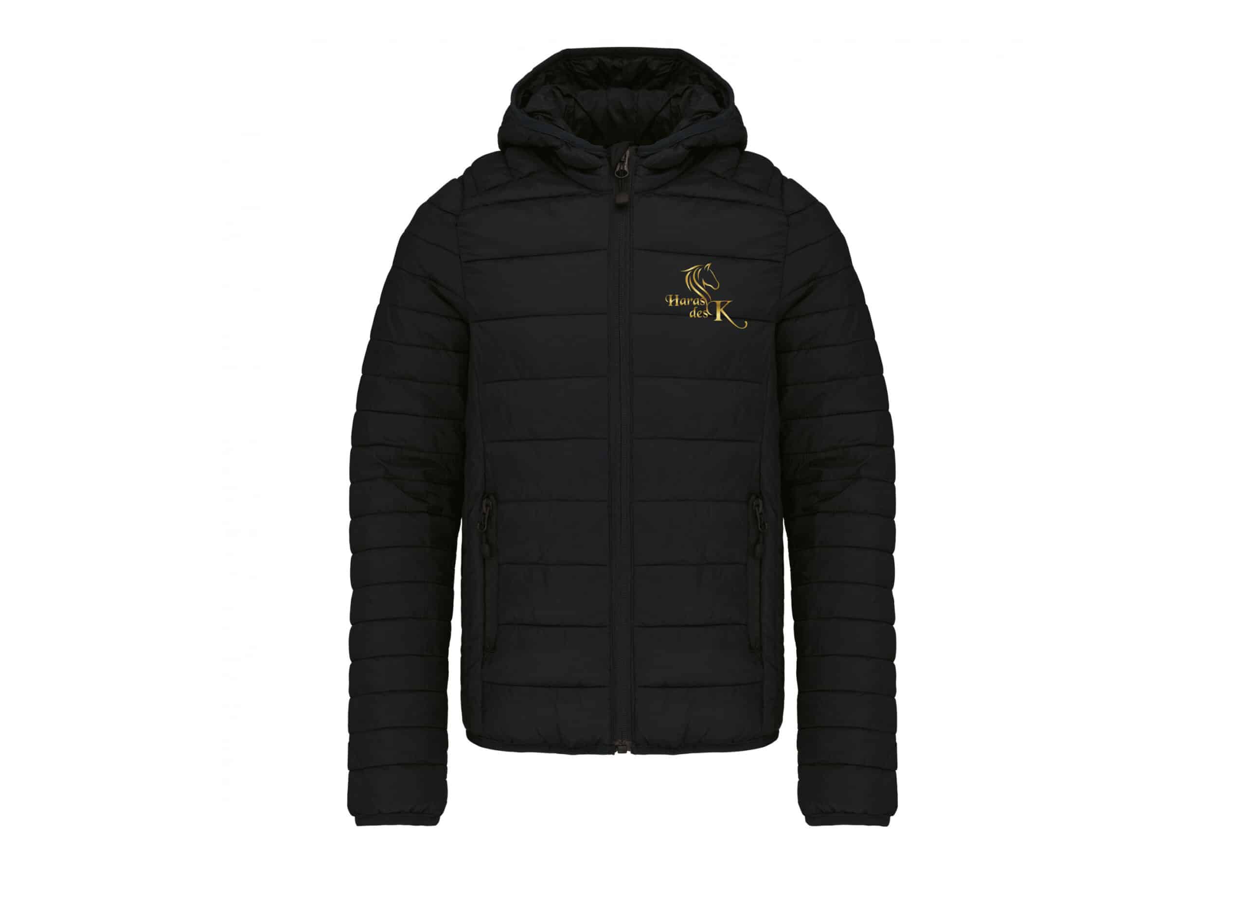DOUDOUNE AVEC MANCHES ET CAPUCHE (enfant) - Haras des k - Noir - K6112