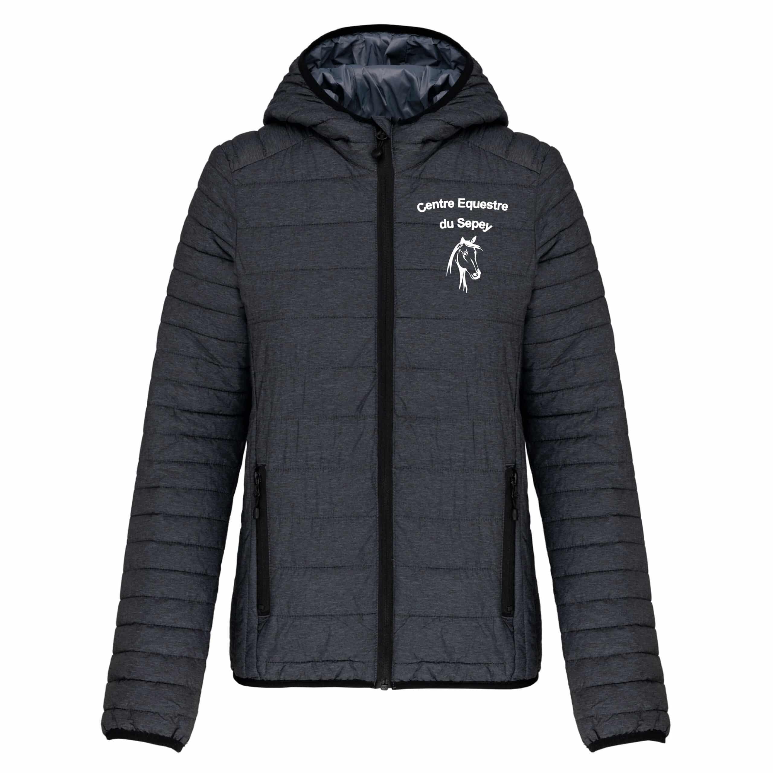 DOUDOUNE AVEC MANCHES ET CAPUCHE (femme) - Centre Equestre du SEPEY - Gris Anthracite - K6111