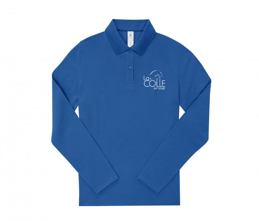 POLO MANCHES LONGUES (femme) - École d’équitation de la colle sur Loup – Bleu Roi - BCW464
