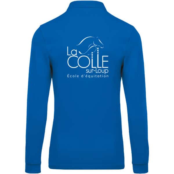 POLO MANCHE LONGUE BASIC+ (HOMME) – École d’équitation de la colle sur Loup – Bleu Roi – K256 – Image 2