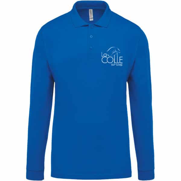 POLO MANCHE LONGUE BASIC+ (HOMME) – École d’équitation de la colle sur Loup – Bleu Roi – K256