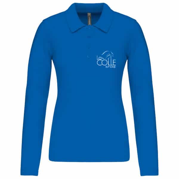 POLO MANCHE LONGUE BASIC+ (FEMME) - École d’équitation de la colle sur Loup – Bleu Roi – K257