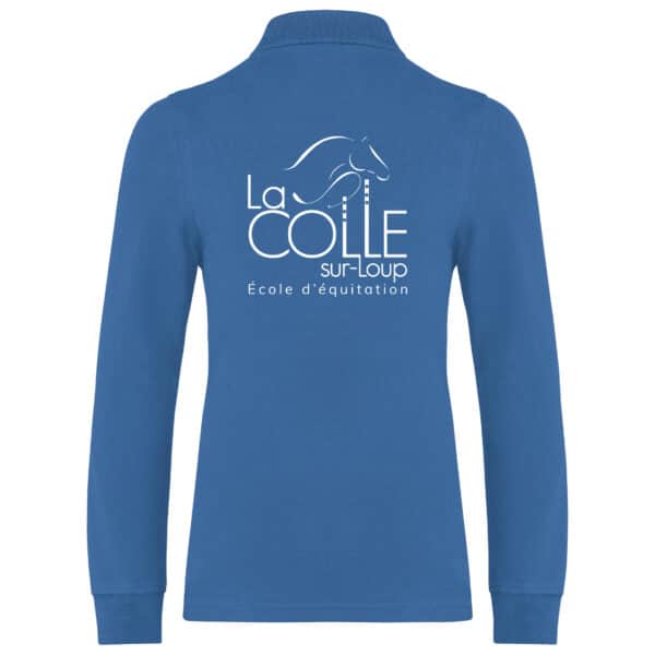 POLO MANCHE LONGUE BASIC+ (ENFANT) – École d’équitation de la colle sur Loup – Bleu Roi – K269 – Image 2