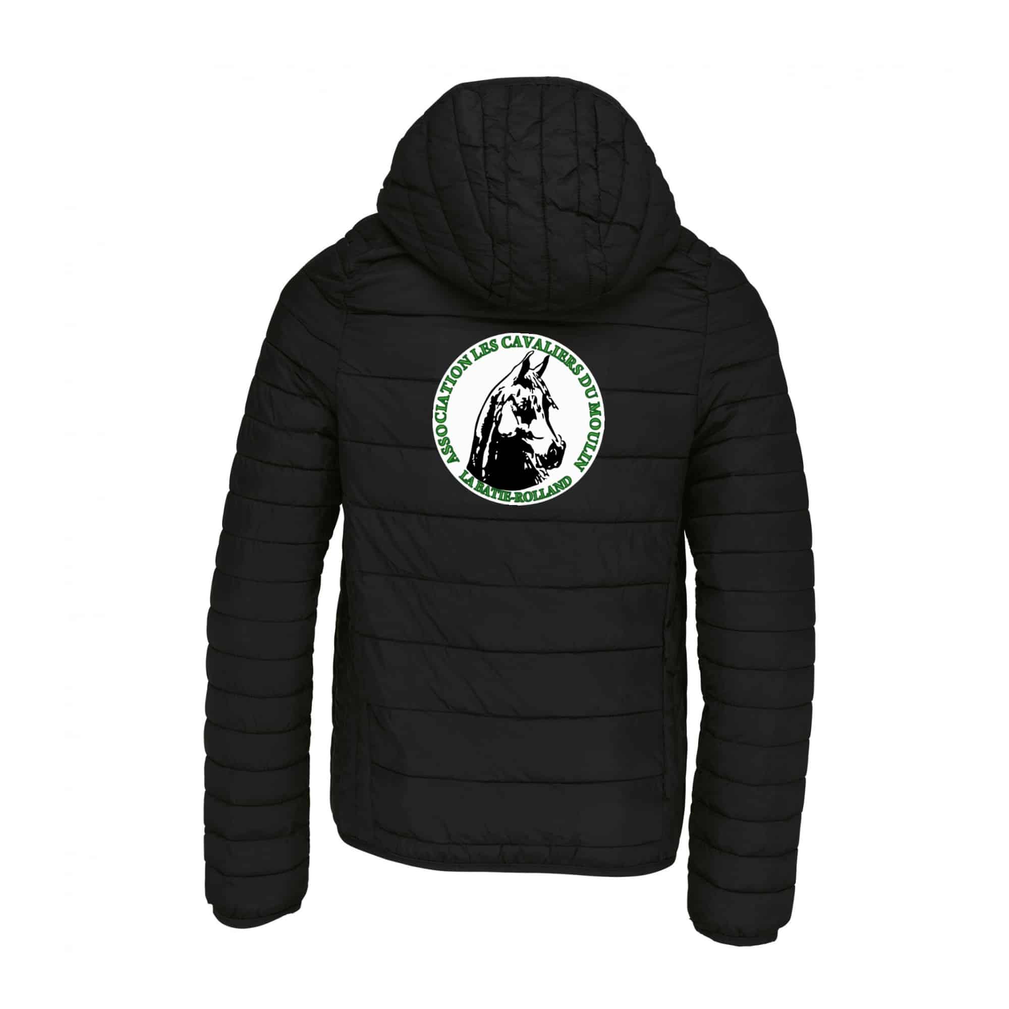 DOUDOUNE AVEC MANCHES ET CAPUCHE (enfant) - Association Les Cavaliers du Moulin - Noir - K6112 – Image 3
