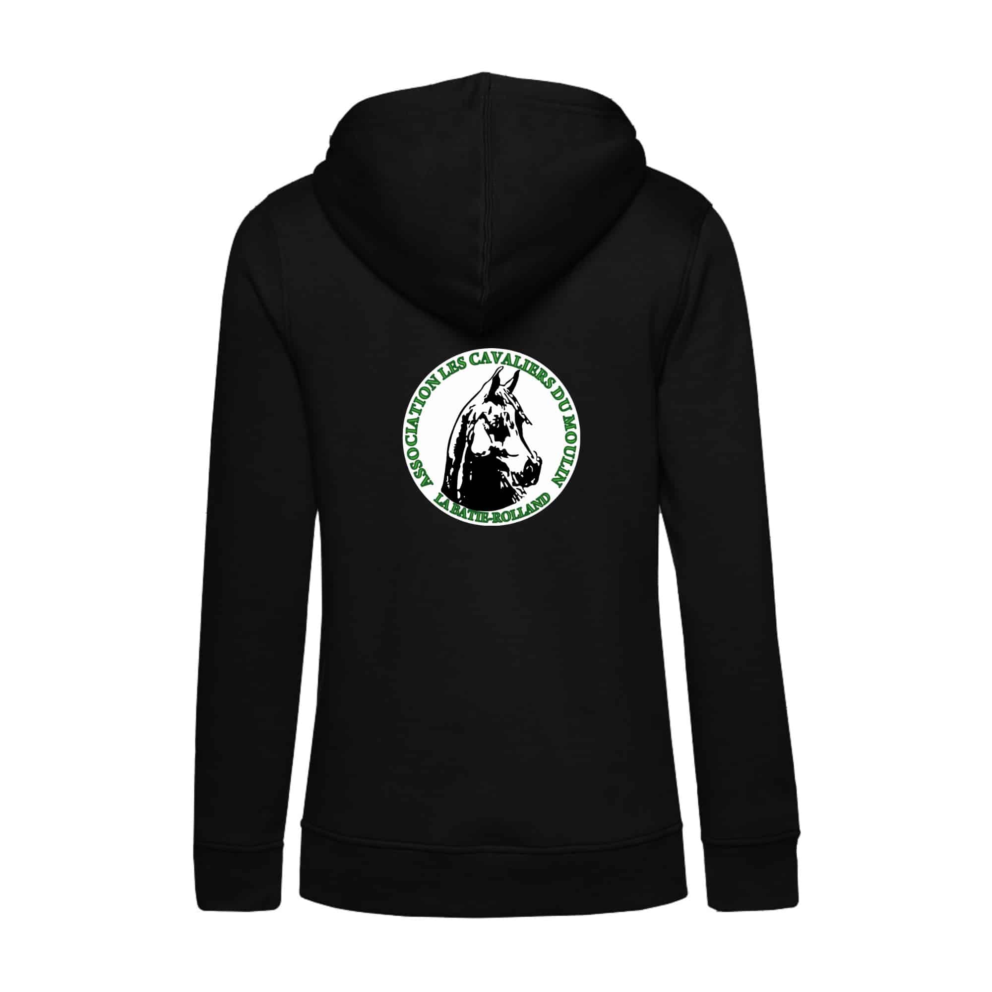 SWEAT A CAPUCHE (femme) – Association Les Cavaliers du Moulin - Noir - BCW34B – Image 3