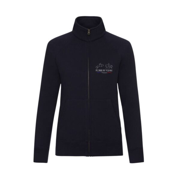 SWEAT ZIPPE SANS CAPUCHE (femme) - ECURIE DU VIEVRE - Navy - SC366