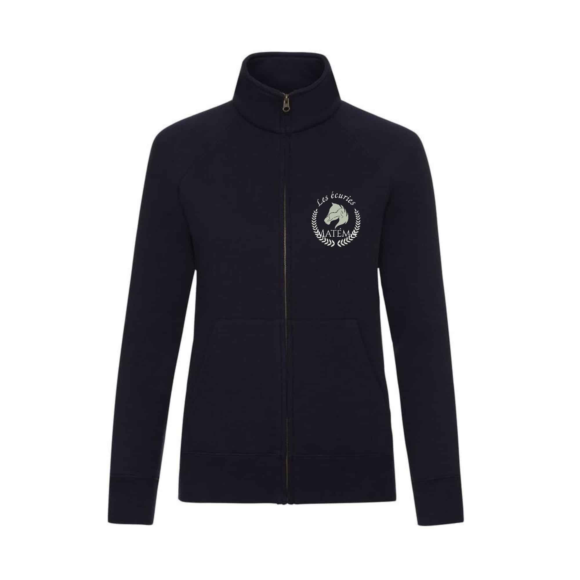 SWEAT ZIPPE SANS CAPUCHE (femme) - Les écuries matéma – Navy - SC366