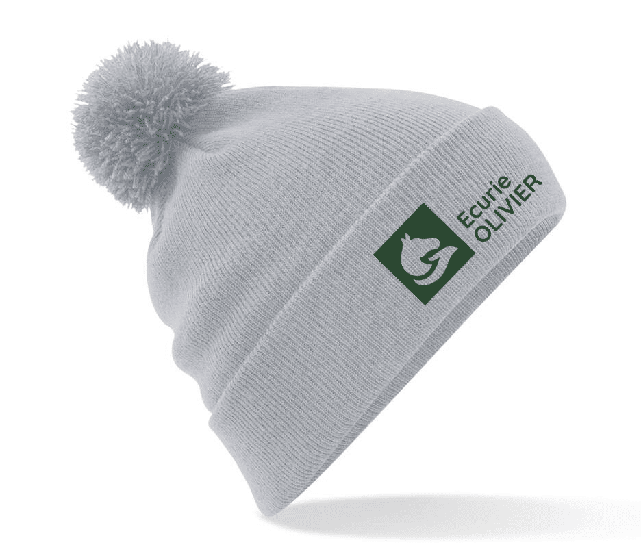 BONNET AVEC POMPOM - Ecurie Olivier - Gris chiné - BF426