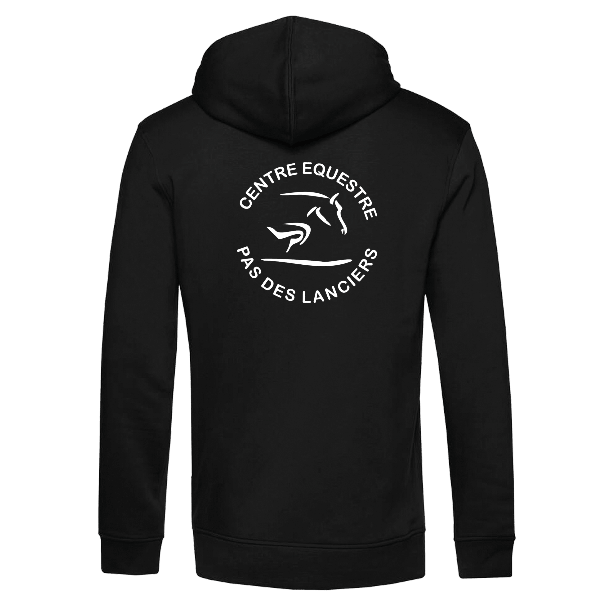 SWEAT A CAPUCHE (homme) - Centre équestre Pas des Lanciers - Noir - BCU33B – Image 4