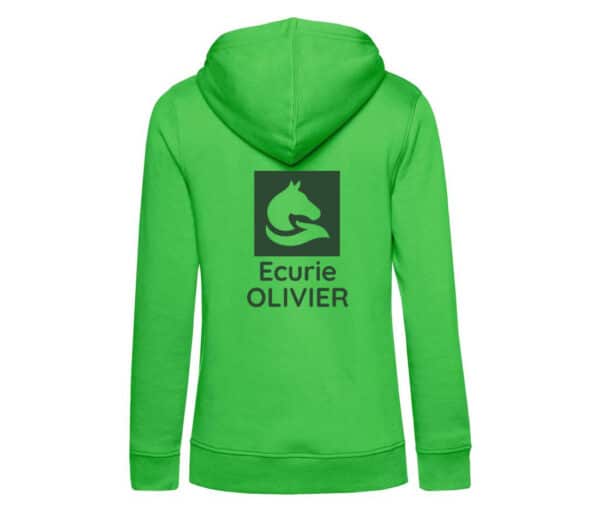 SWEAT A CAPUCHE (femme) - Ecurie Olivier - Vert Pomme - BCW34B – Image 2