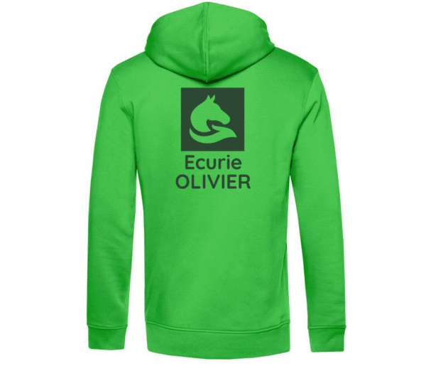 SWEAT A CAPUCHE (homme) - Ecurie Olivier - Vert Pomme - BCU33B – Image 2