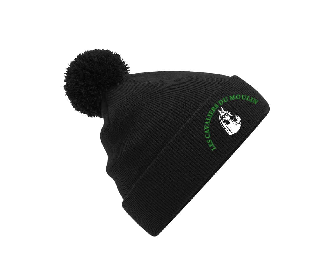BONNET AVEC POMPOM - Association Les Cavaliers du Moulin – Noir - BF426