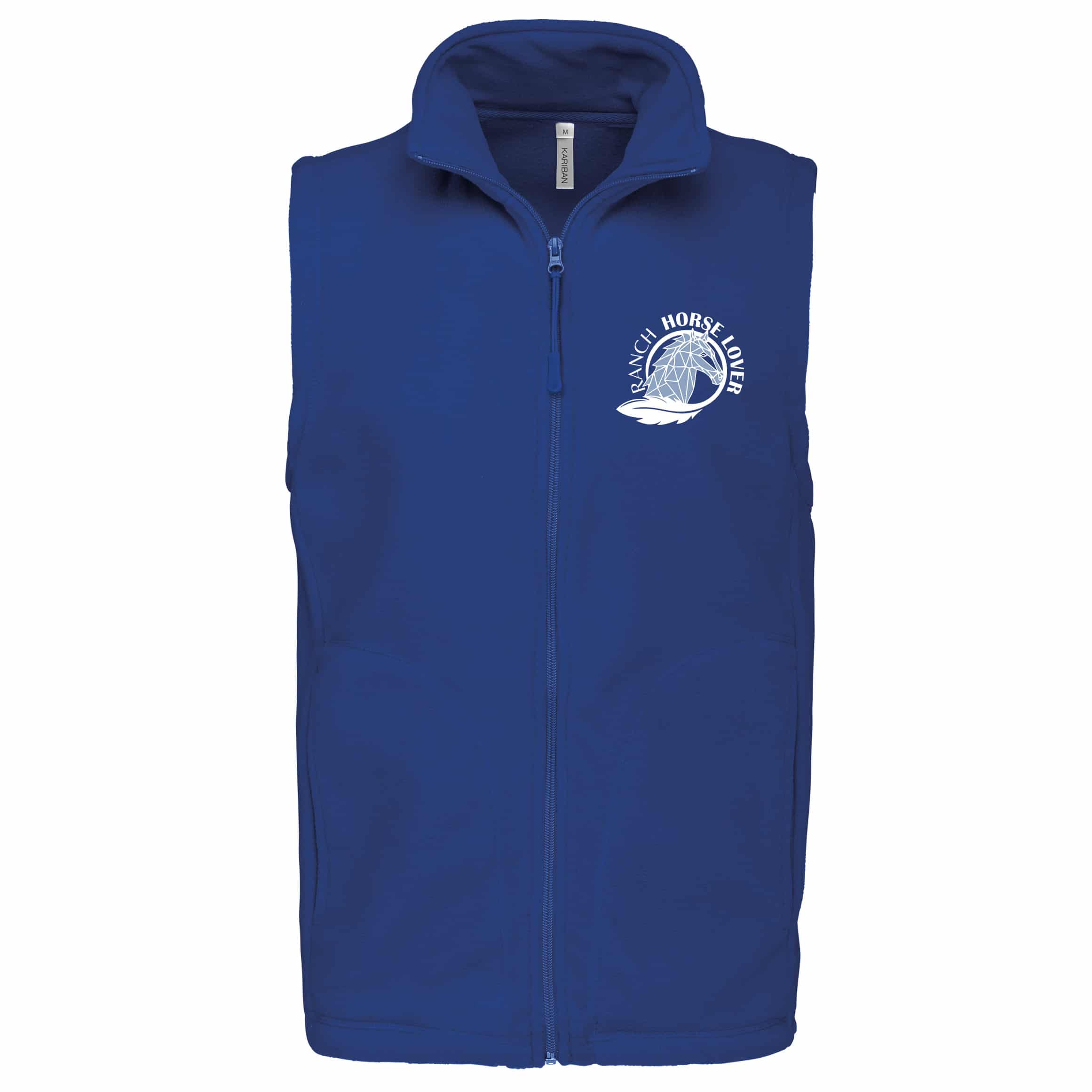 Veste micropolaire zippée sans manches (Homme) – Ranch Horse Lover – Bleu roi – K913