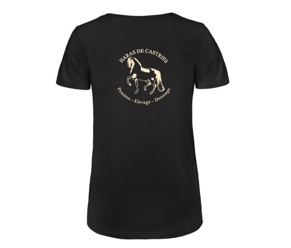 T-SHIRT col V (femme) - haras de Castries – Noir - BC045 – Image 2