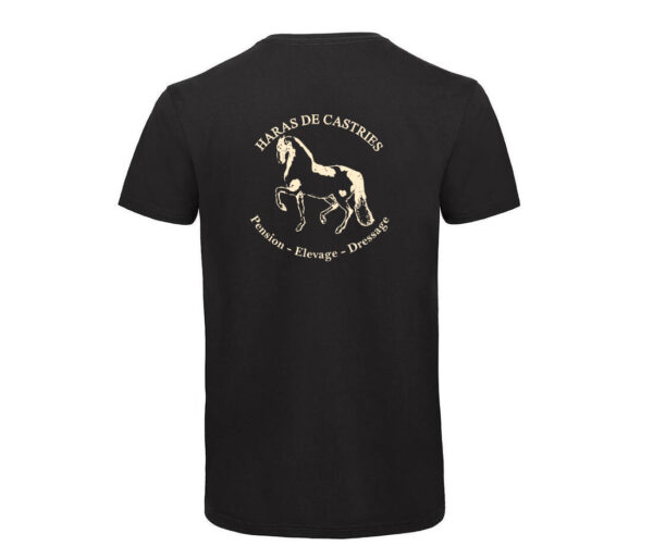 T-SHIRT col V (homme) - haras de Castries – Noir - BC044 – Image 2