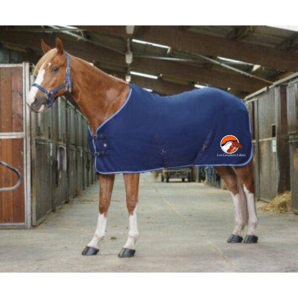 Chemise polaire Riding World (avec attaches) - Les cavaliers libres - Marine/Bleu Ciel - 400637