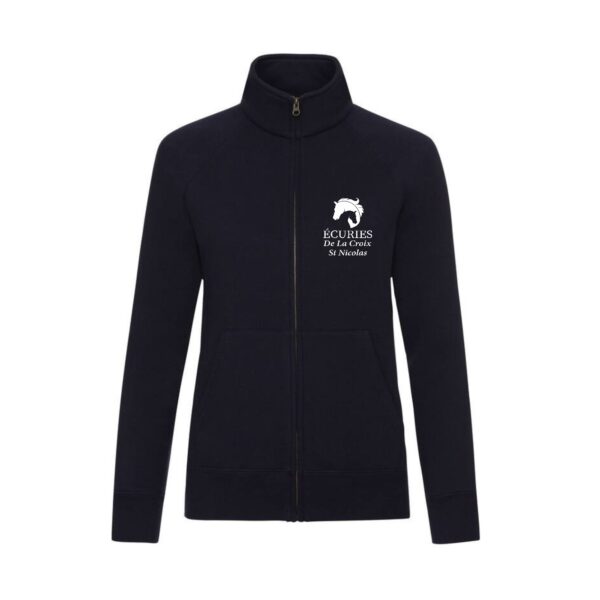 SWEAT ZIPPE SANS CAPUCHE (femme) - ECURIES de La Croix Saint Nicolas - Navy - SC366