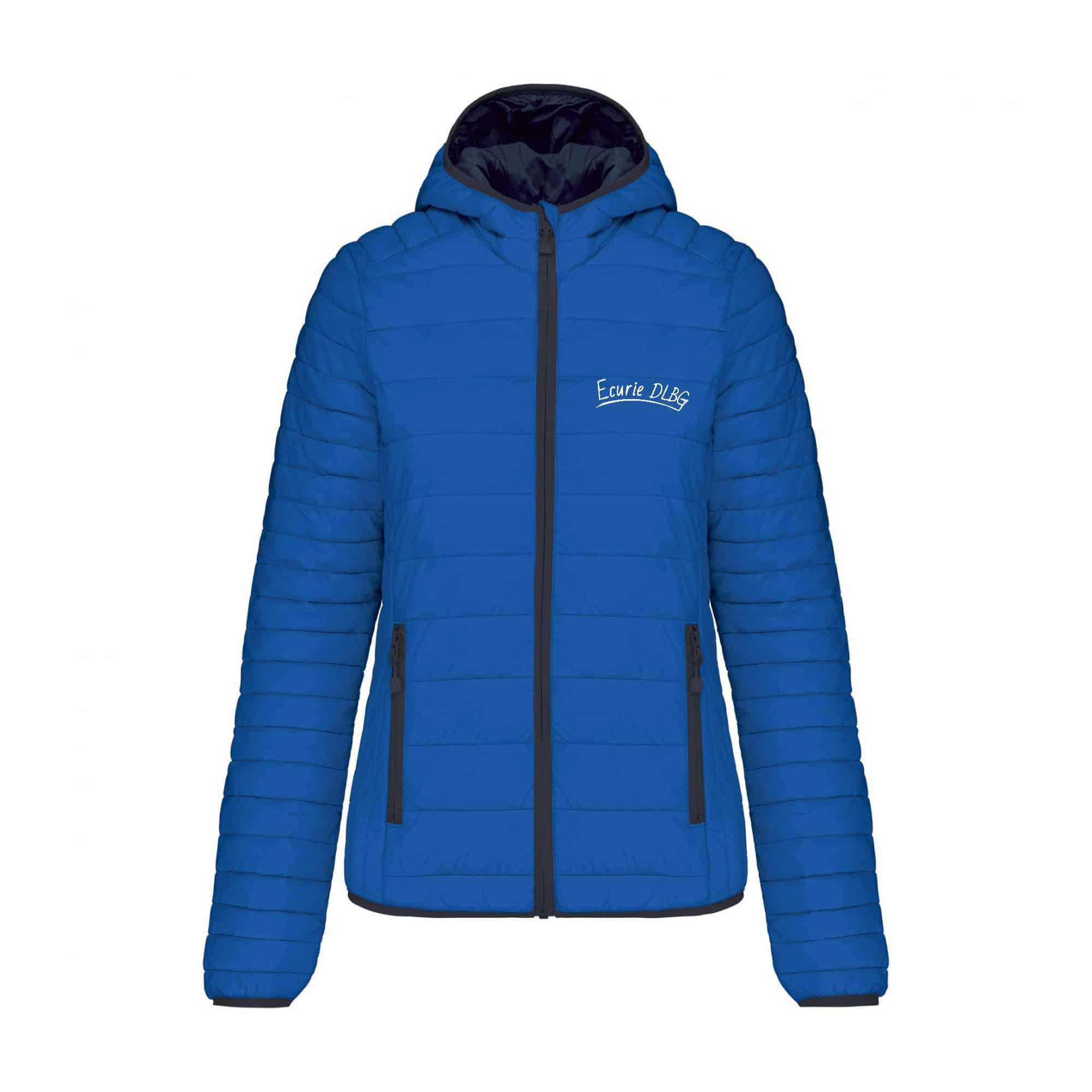 DOUDOUNE AVEC MANCHES ET CAPUCHE (femme) - Ecurie DLBG - Bleu roi - K6111