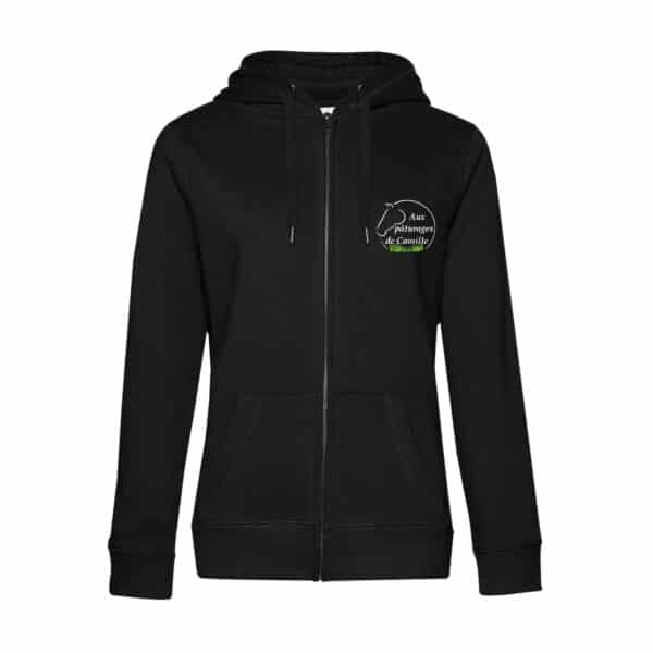 SWEAT ZIPPÉ (femme) - Aux pâturages de Camille - Noir - BCW03Q