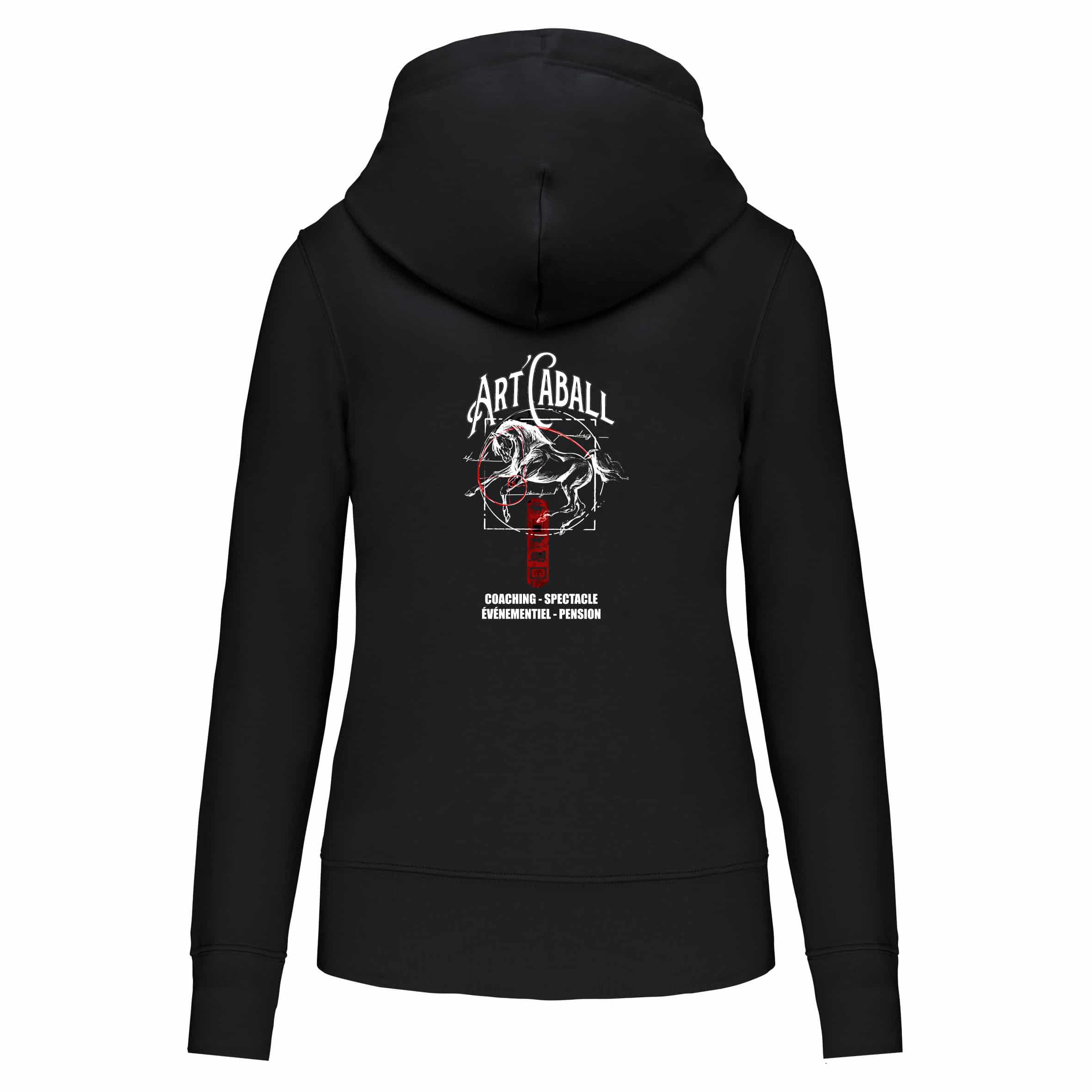 Sweat avec capuche et poche kangourou (homme) - ECURIE ART'CABALL - Noir - K4027 – Image 3