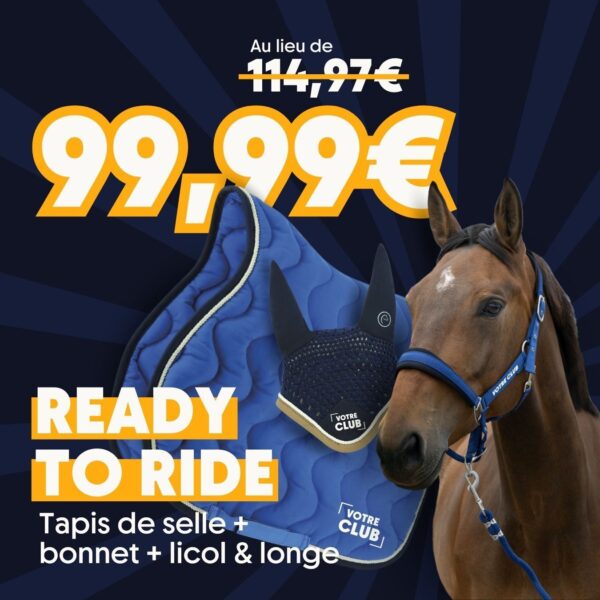 [PACK READY TO RIDE] jusqu’au 31/03/2025 – Bonnet, Tapis et licol - centre equestre pas des lanciers - Noir - PACK002