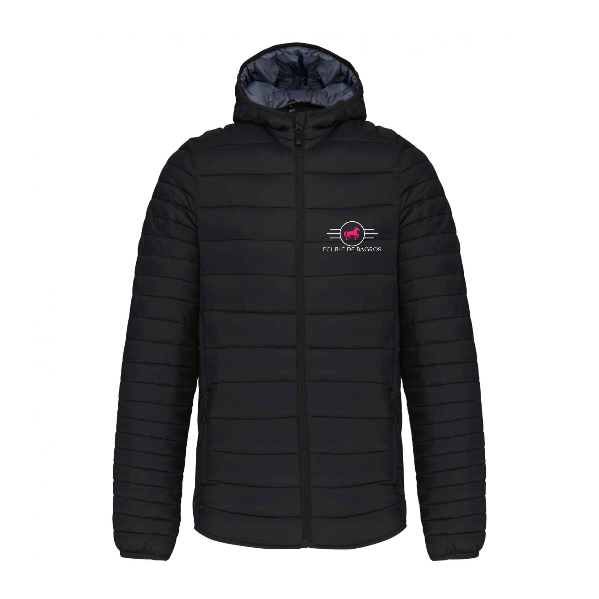DOUDOUNE AVEC MANCHES ET CAPUCHE (homme) - Ecurie De Bagros - Noir - K6110