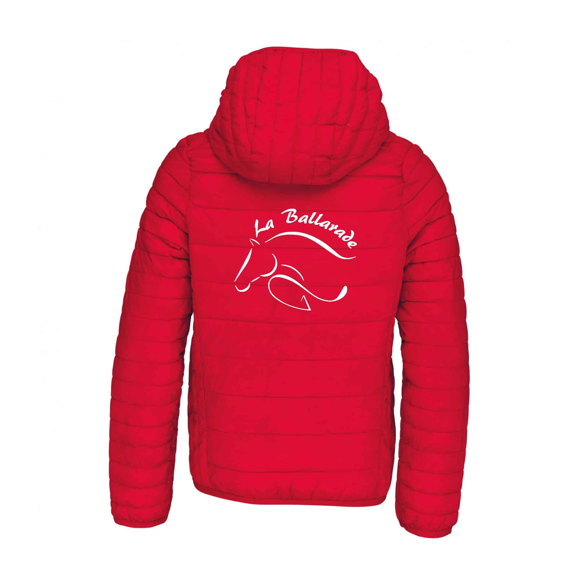 DOUDOUNE AVEC MANCHES ET CAPUCHE (enfant) - Centre équestre La Ballarade – Rouge - K6112 – Image 3