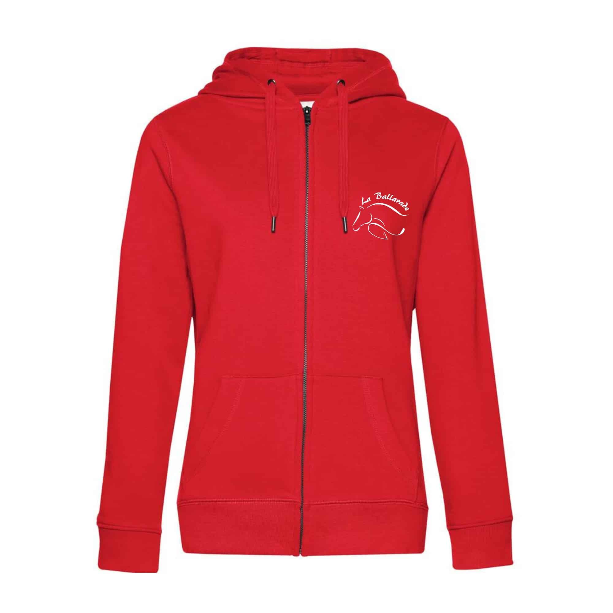 SWEAT ZIPPÉ (femme) - Centre équestre La Ballarade – Rouge - BCW03Q