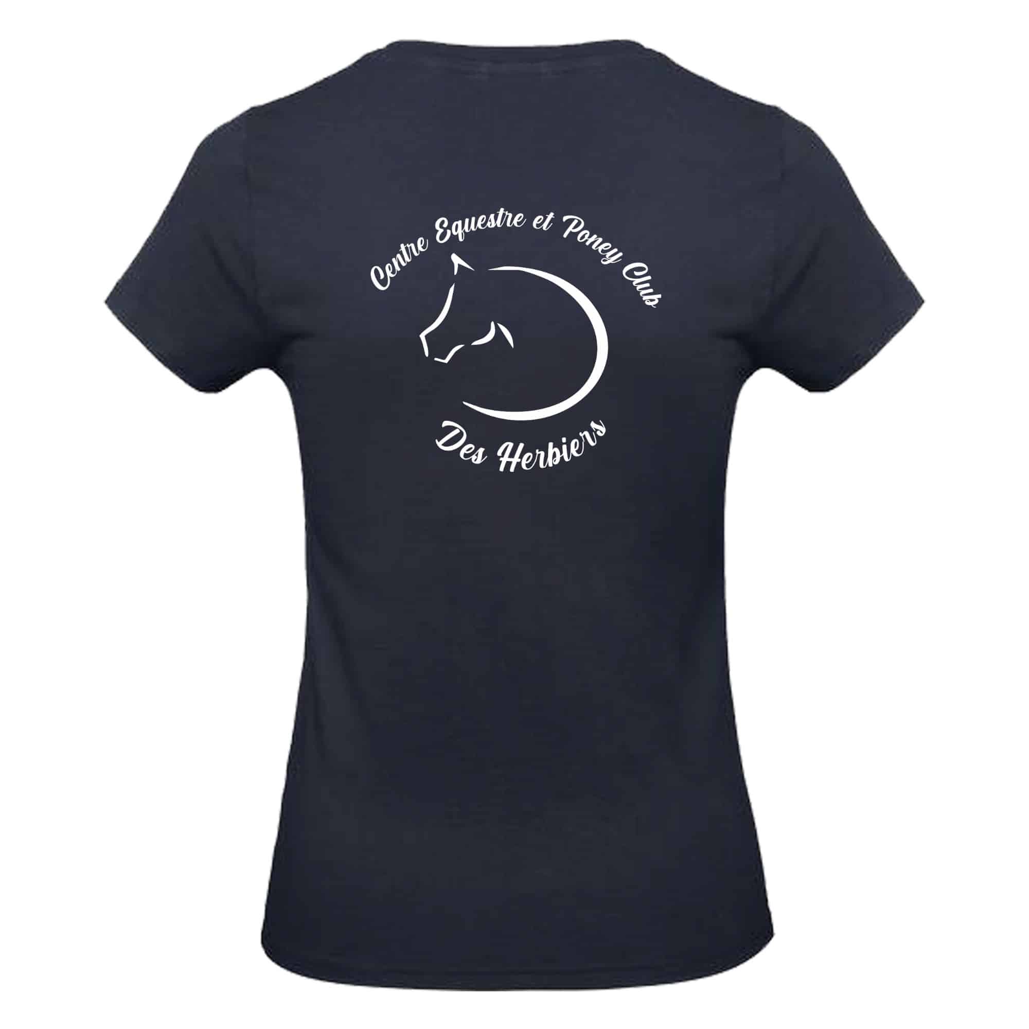 T-SHIRT (femme) - CENTRE EQUESTRE PONEY CLUB DES HERBIERS - Navy - BC04T – Image 3