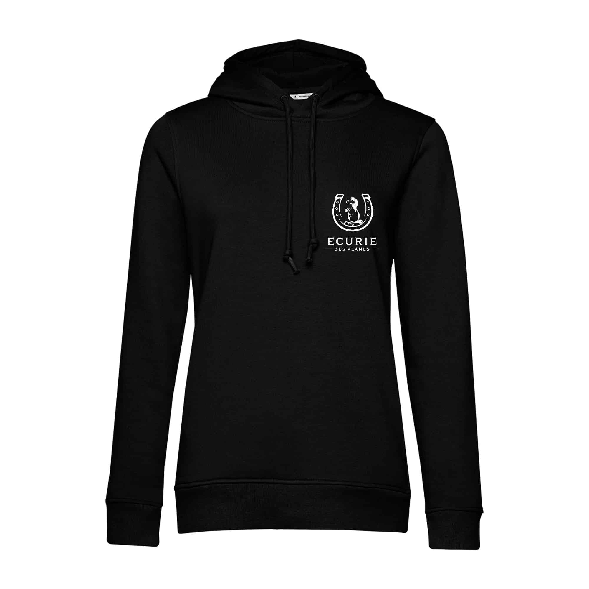 SWEAT A CAPUCHE (femme) – Ecurie des Planes - Noir - BCW34B