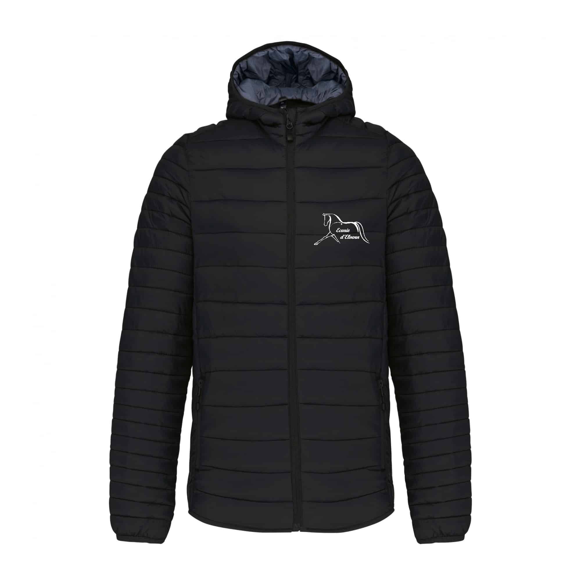 DOUDOUNE AVEC MANCHES ET CAPUCHE (homme) - Écurie d'Elvenn - Noir - K6110