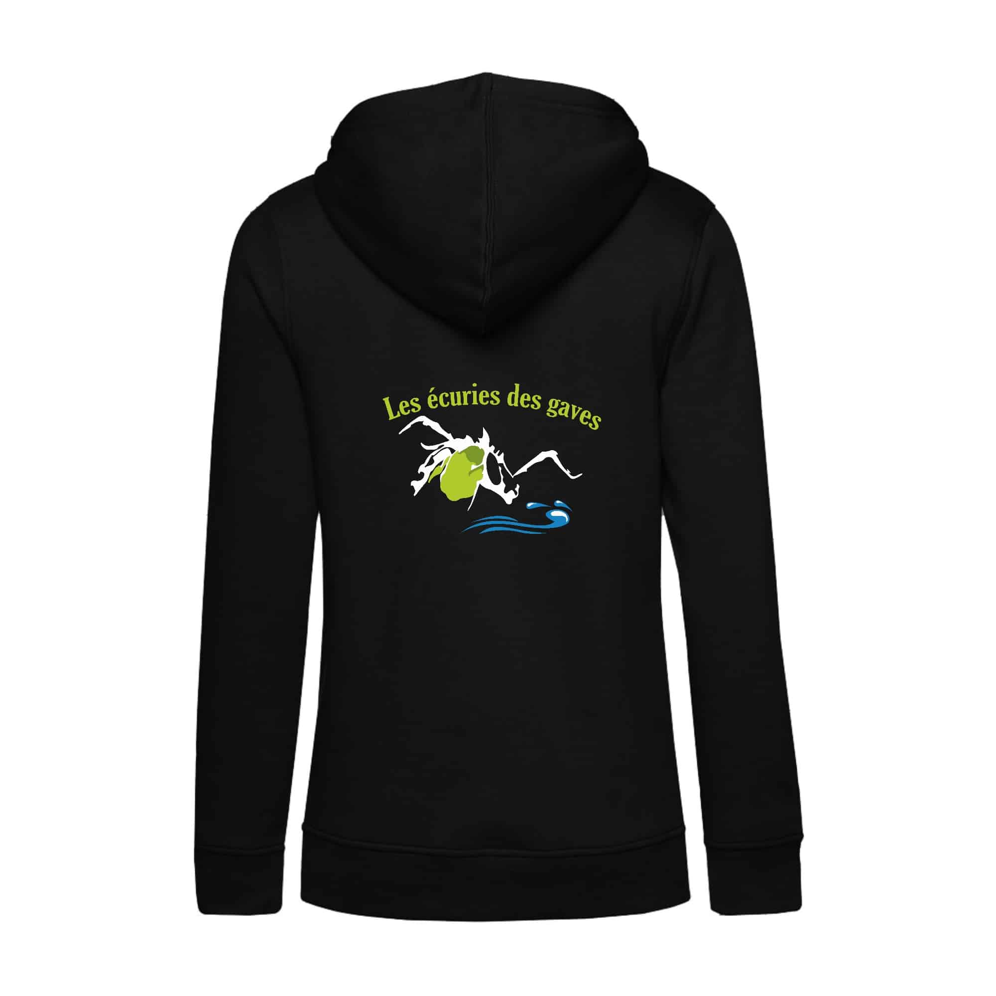 SWEAT A CAPUCHE (femme) – Les écuries des gaves - Noir - BCW34B – Image 3