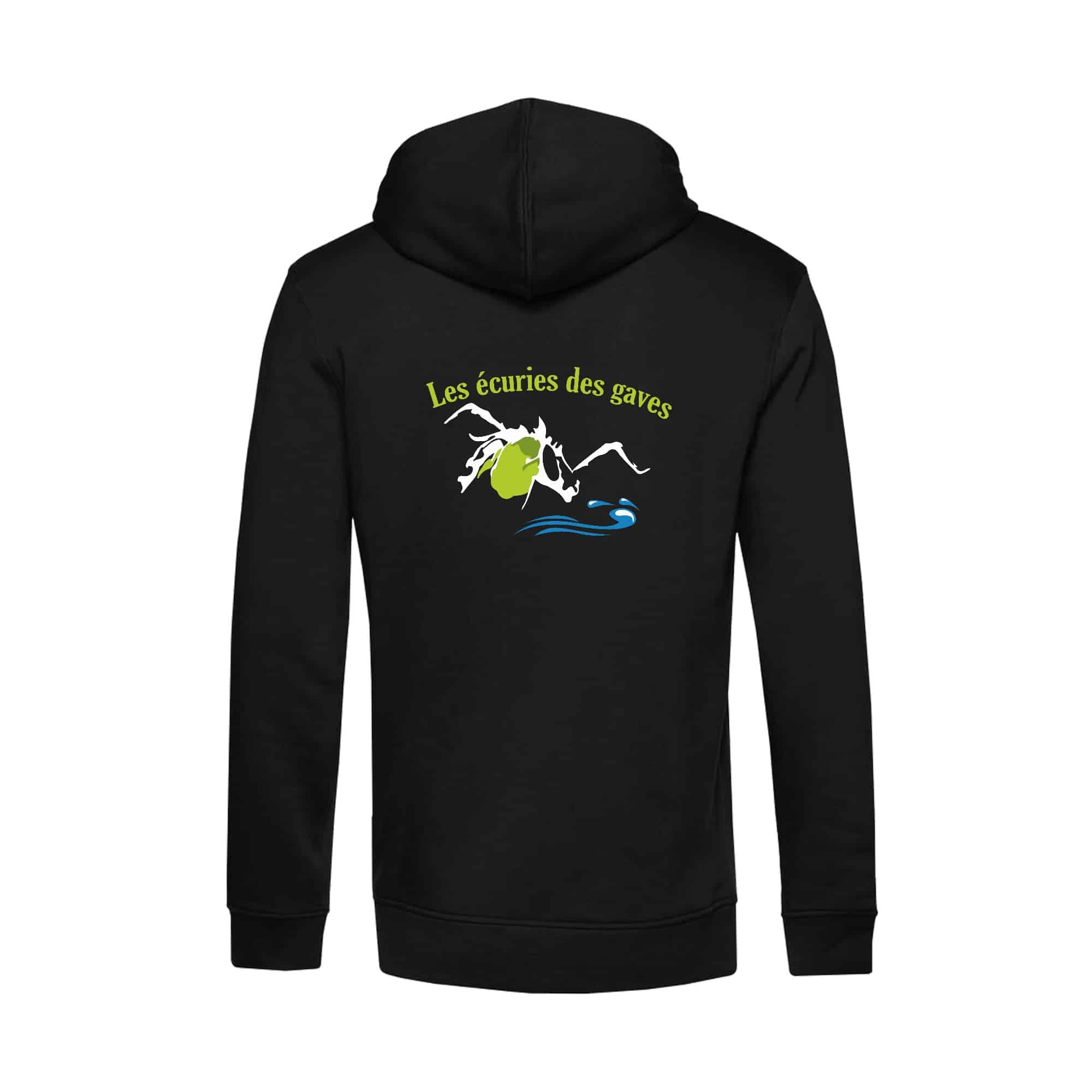 SWEAT A CAPUCHE (homme) - Les écuries des gaves - Noir - BCU33B – Image 3