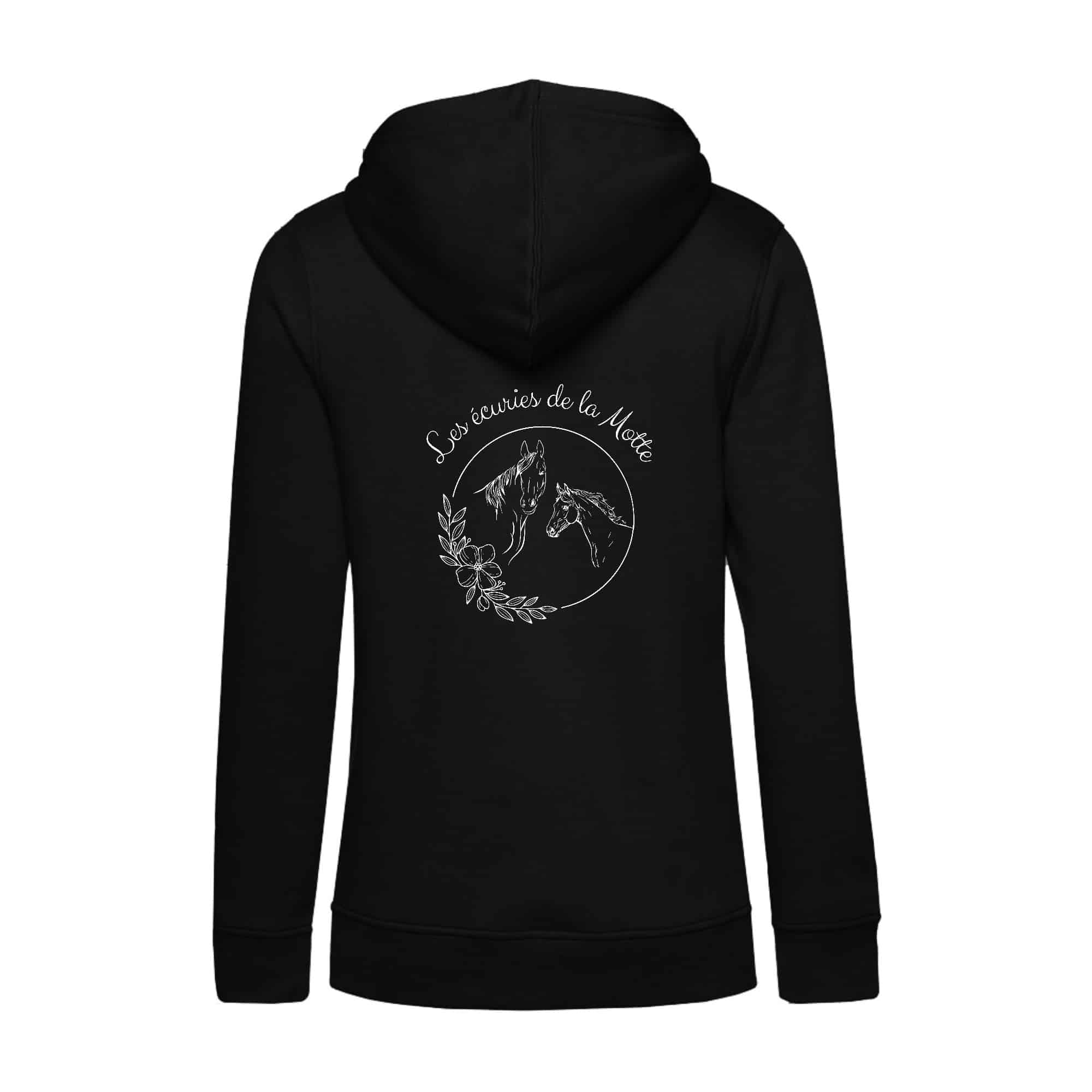 SWEAT A CAPUCHE (femme) – Les écuries de la Motte (45) - Noir - BCW34B – Image 3
