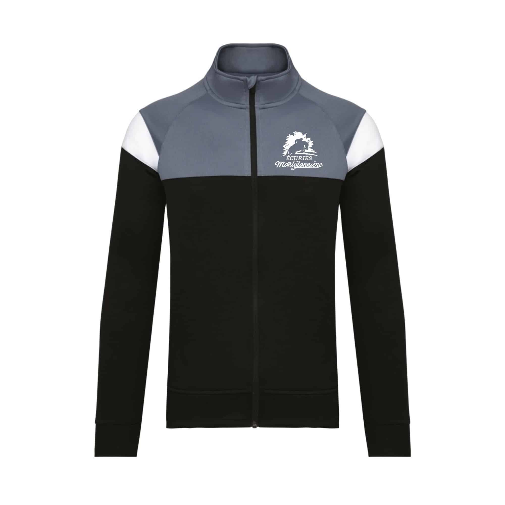 Veste de survêtement zippée (unisexe) - les ecuries de la montglonniere - Noir - PA390
