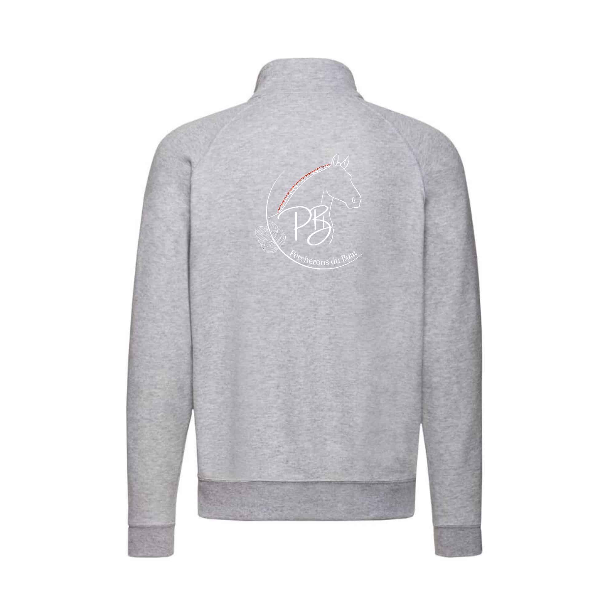 SWEAT ZIPPE SANS CAPUCHE (homme) - Elevage Percherons du Buat - Gris Chiné - SC365 – Image 2
