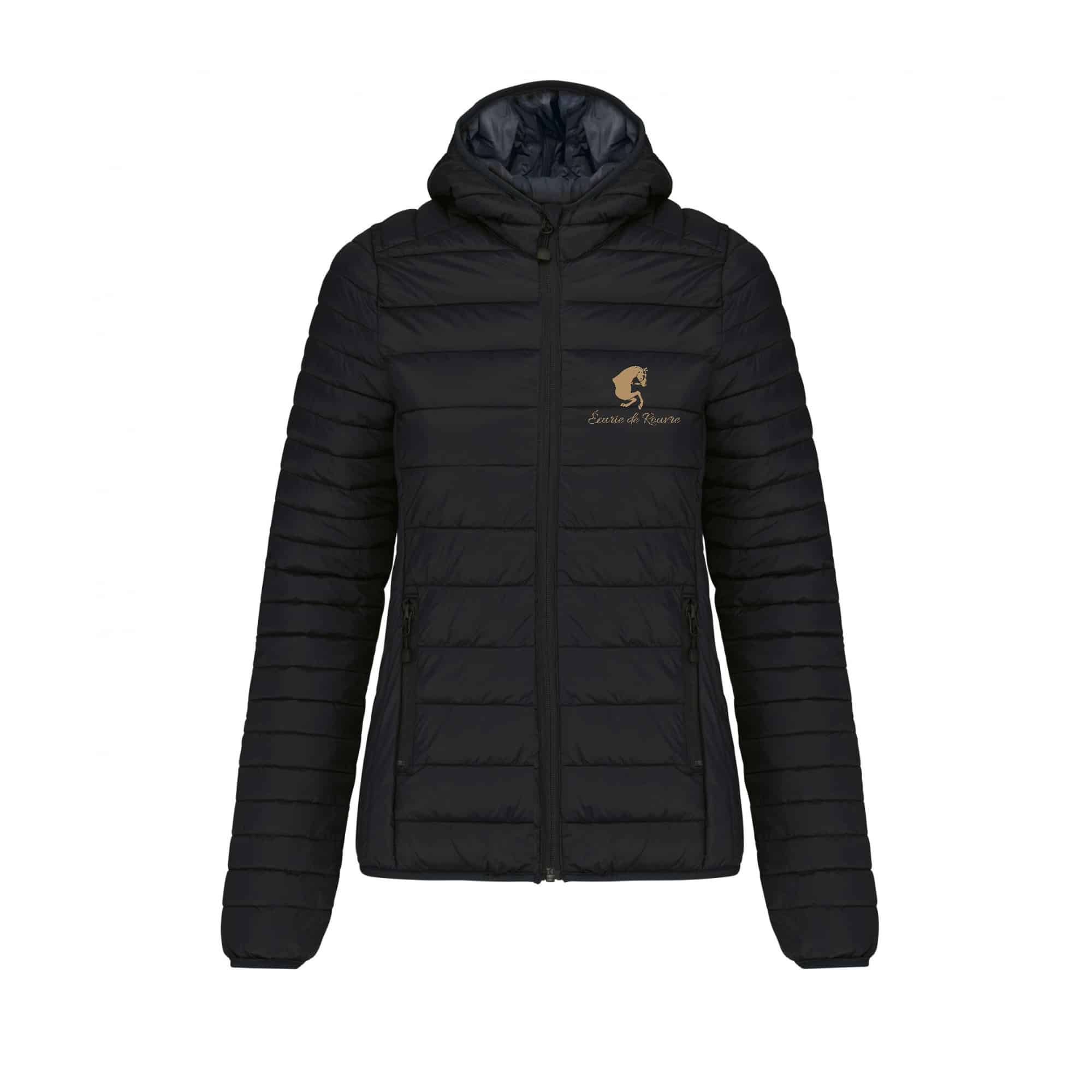 DOUDOUNE AVEC MANCHES ET CAPUCHE (femme) - Écurie de rouvre - Noir - K6111