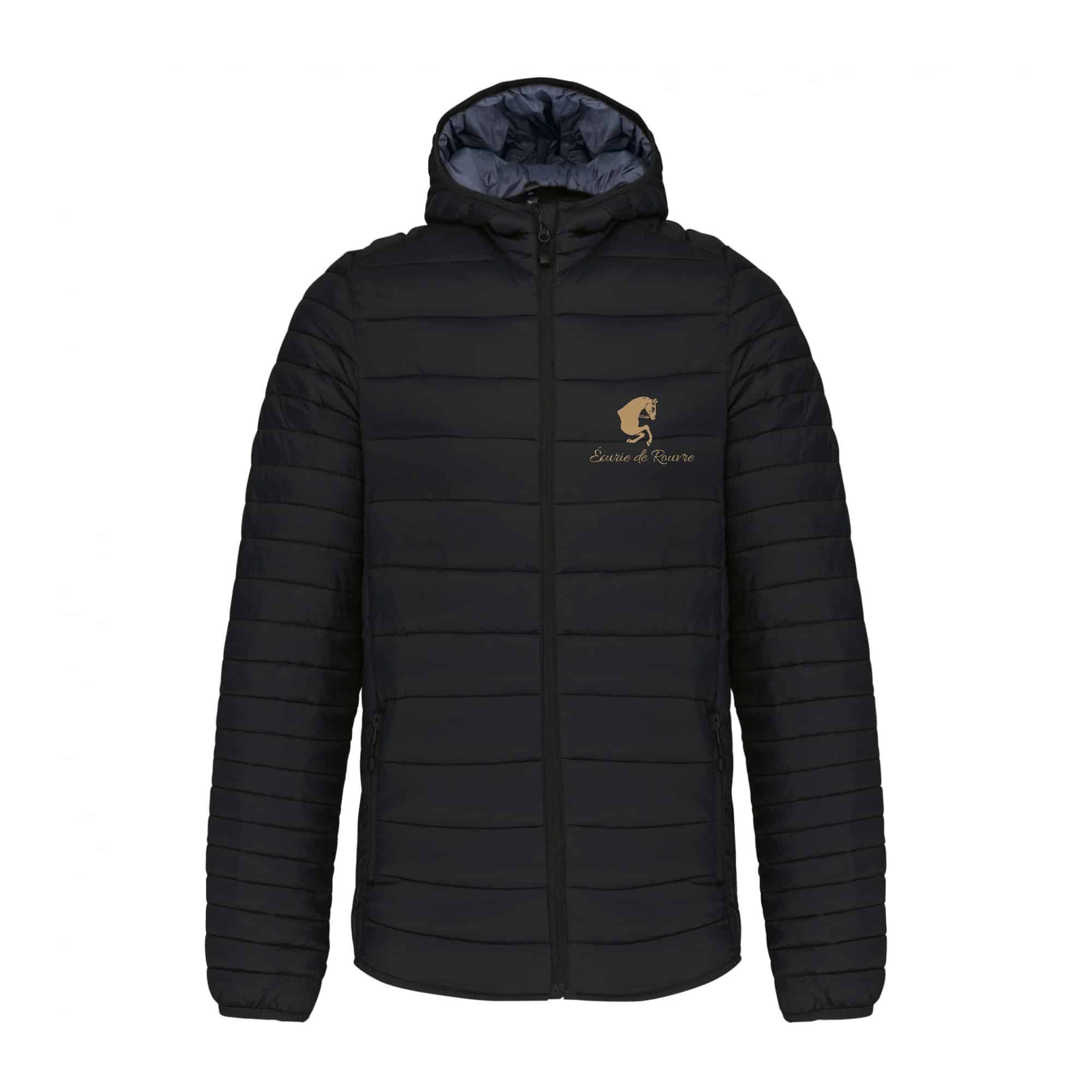 DOUDOUNE AVEC MANCHES ET CAPUCHE (homme) - Écurie de rouvre - Noir - K6110