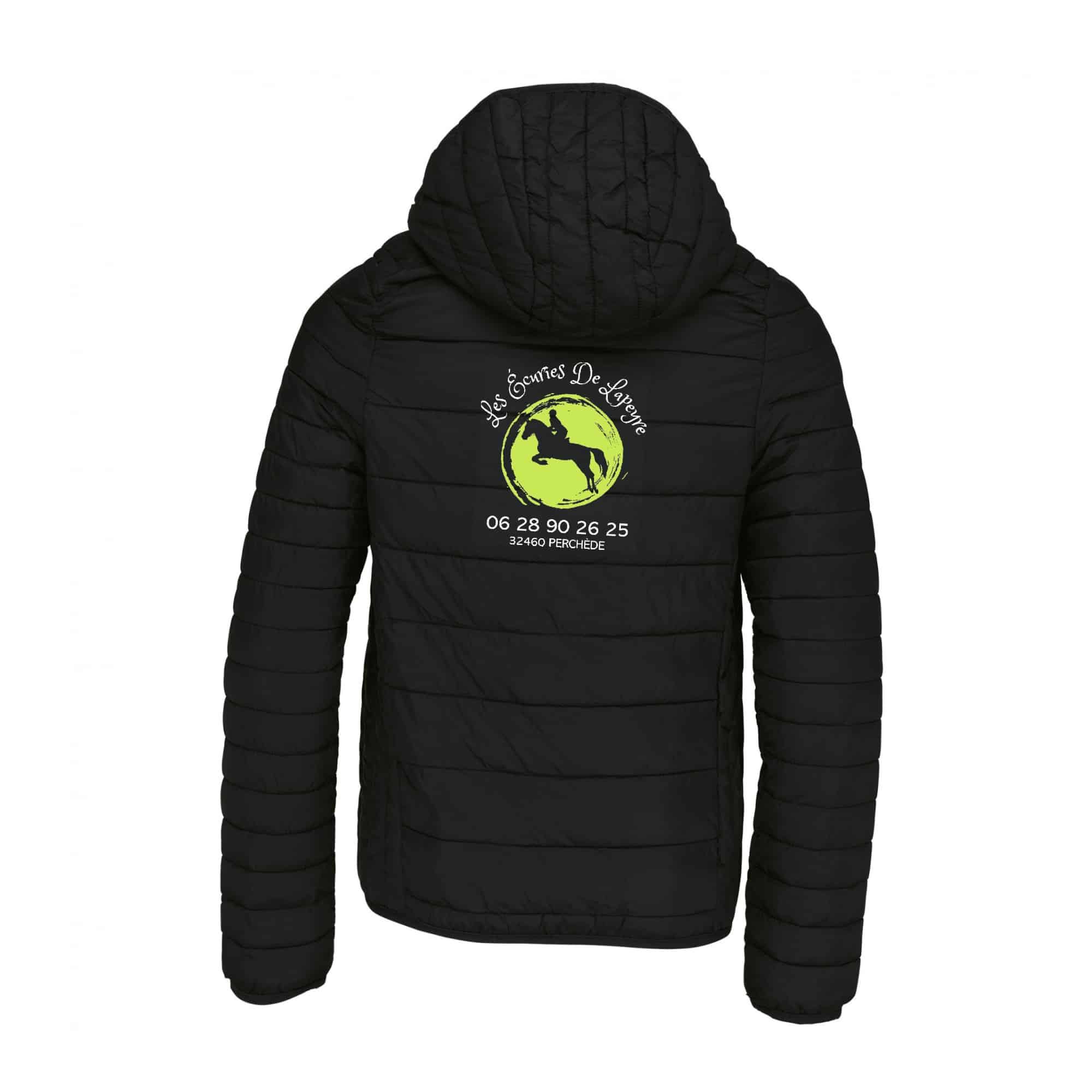 DOUDOUNE AVEC MANCHES ET CAPUCHE (enfant) - Les écuries de lapeyre - Noir - K6112 – Image 3