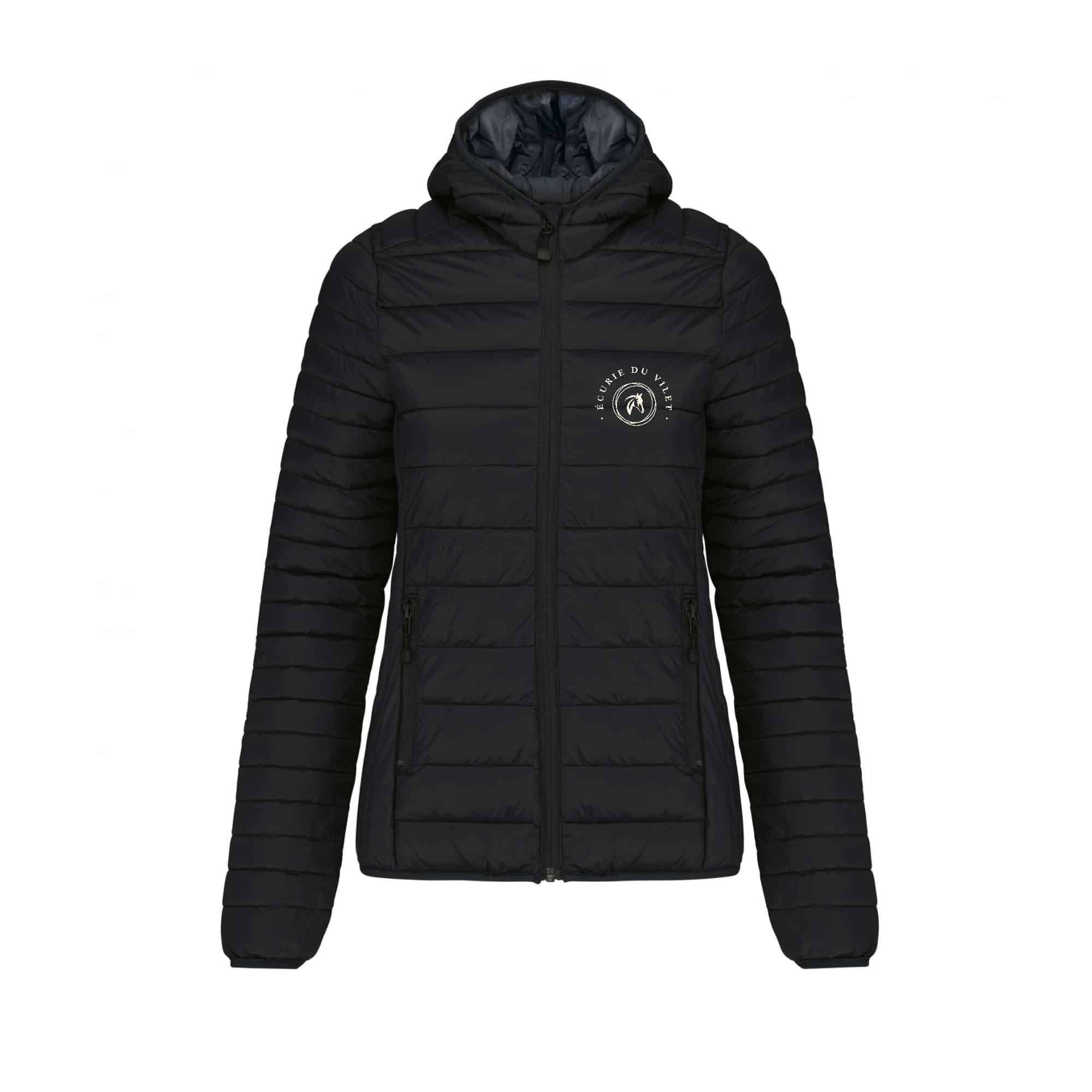DOUDOUNE AVEC MANCHES ET CAPUCHE (femme) - Écurie du Vilet - Noir - K6111