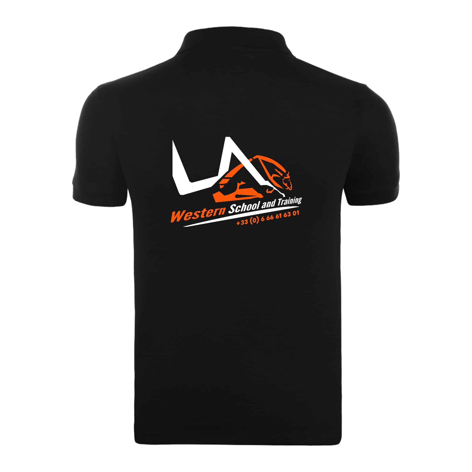 Polo premium (homme) - LA WESTERN SCHOOL - Noir - BCU426 – Image 2