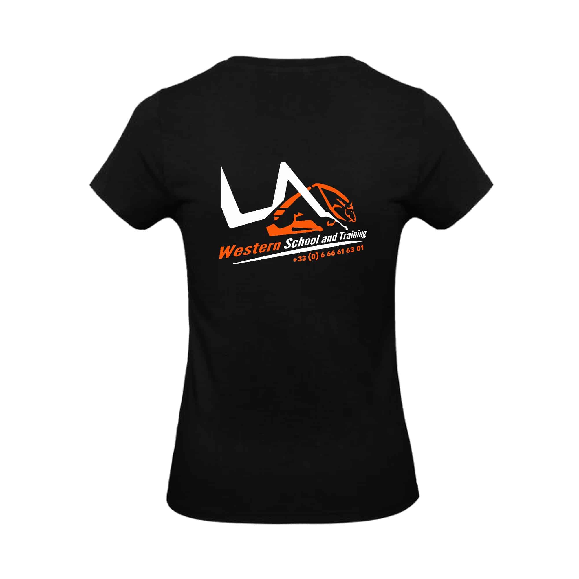 T-SHIRT (femme) - LA WESTERN SCHOOL - Noir - BC04T – Image 3