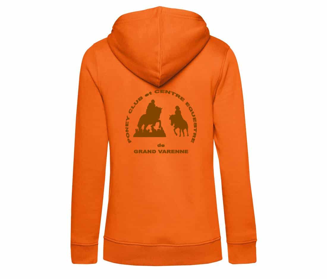 SWEAT A CAPUCHE (femme) – Centre équestre de Grand Varenne - Orange - BCW34B – Image 3