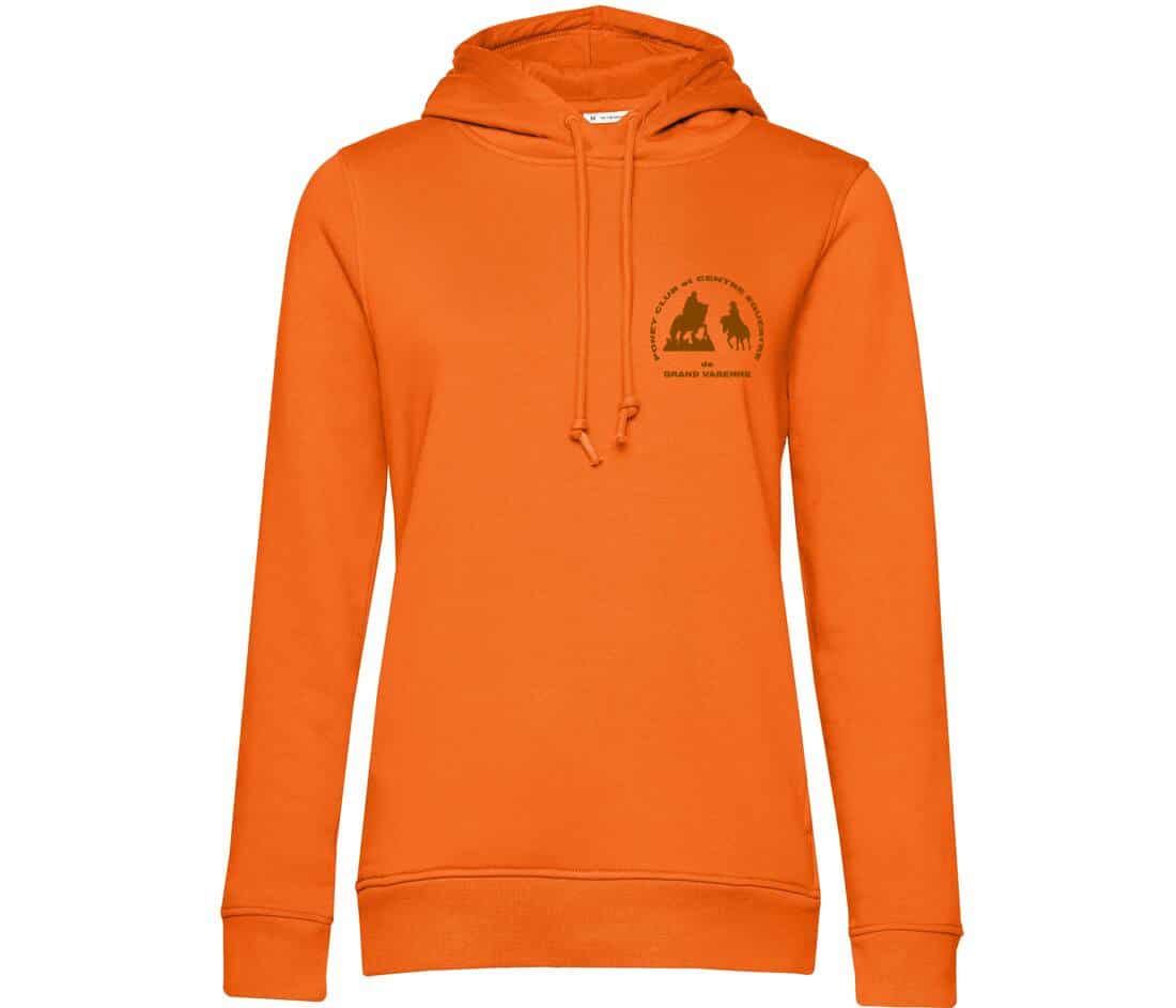 SWEAT A CAPUCHE (femme) – Centre équestre de Grand Varenne - Orange - BCW34B